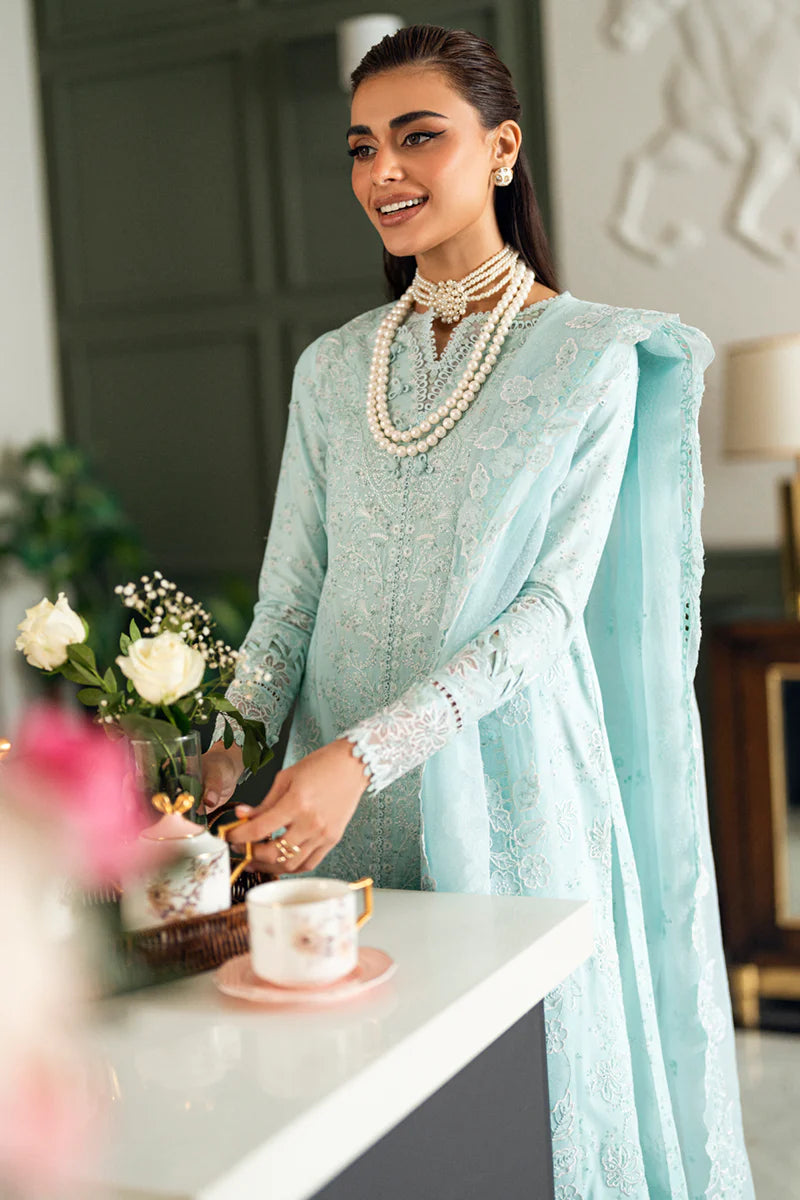 CS-06 NEESHA- Chikankari Ice Blue Eid Ensemble By- Qalamkar