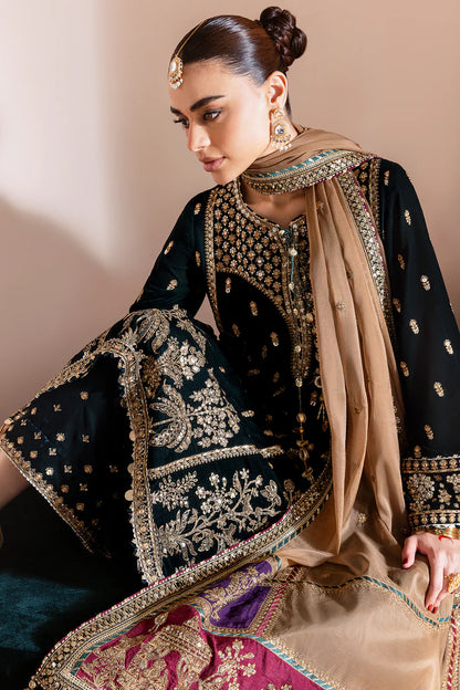 CVF-D-01 Jazmin Black Embroidered Velvet Formal Stitched Dress with Organza Dupatta for Wedding & Festive Events – Pakistanimoda