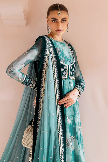 CVF-D-06 Jazmin Teal Velvet Embroidered Anarkali Formal Dress with Chiffon Dupatta – Festive Edit 2025 at Pakistanimoda.com