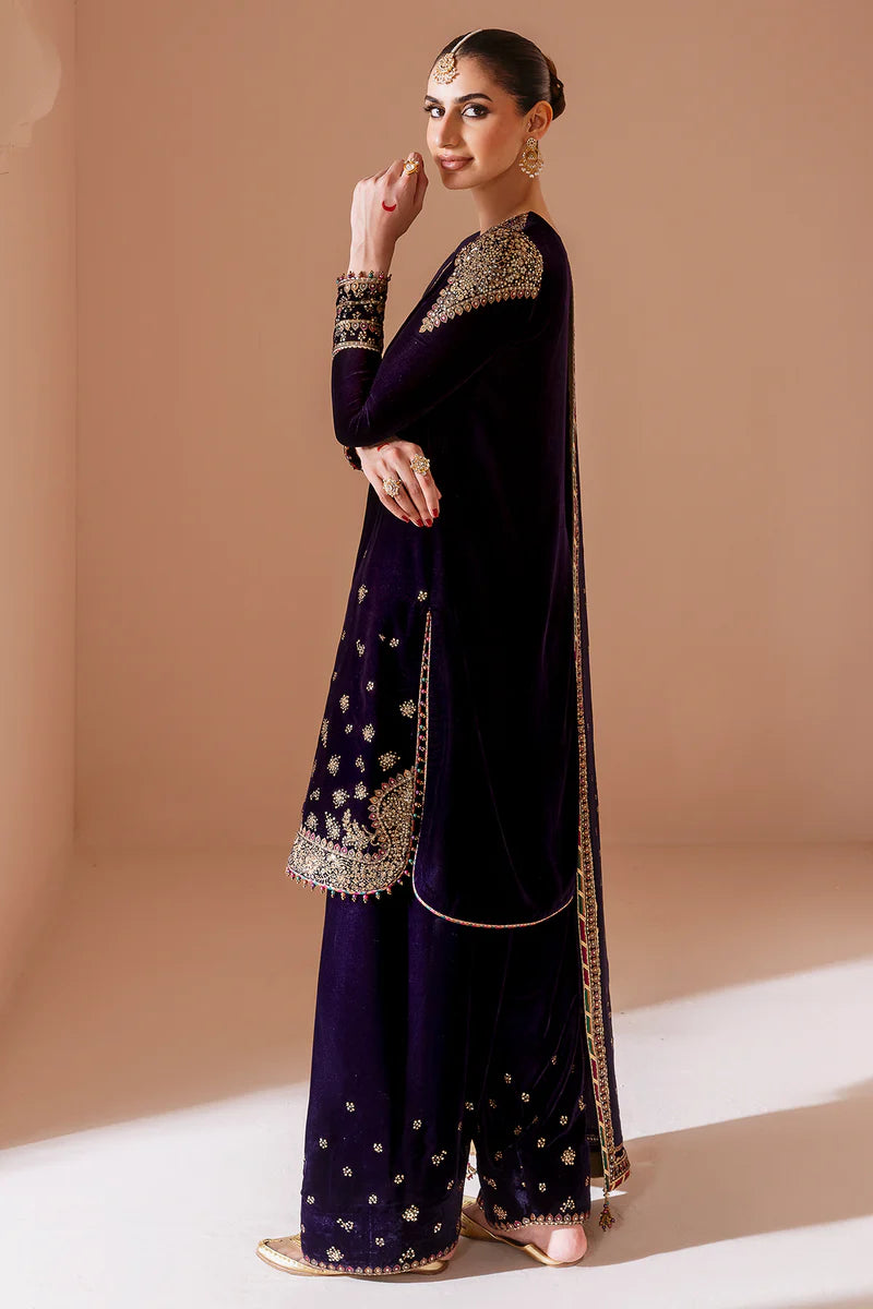 CVF-D-08 Jazmin Navy Blue Velvet Embroidered 3pc Formal Dress for Eid & Weddings – Pakistanimoda