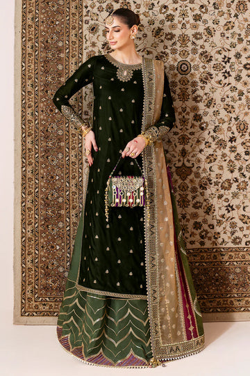 CVF-D-09 Jazmin Bottle Green Embroidered Velvet Stitched Formal Dress with Organza Dupatta – Shop at Pakistanimoda.com