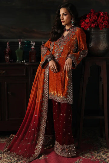 CVT5-12 Charizma Signora orange velvet suit stitched Canada