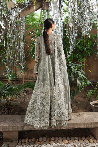 Candlenight – Afrozeh Dastangoi 2025 Dusty Grey Stitched Viscose Zari Dress with Raw Silk Lehenga and Net Dupatta – Pakistanimoda