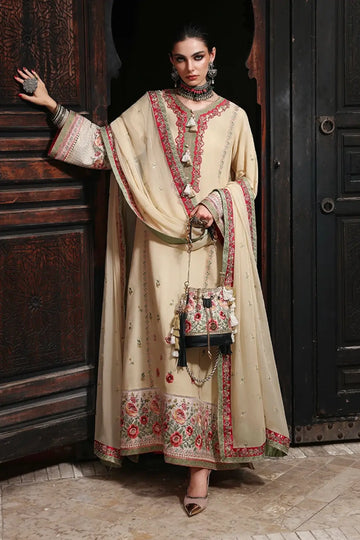 Cardinal Gem Nuvera off-white embroidered raw silk stitched 3PC suit with chiffon dupatta
