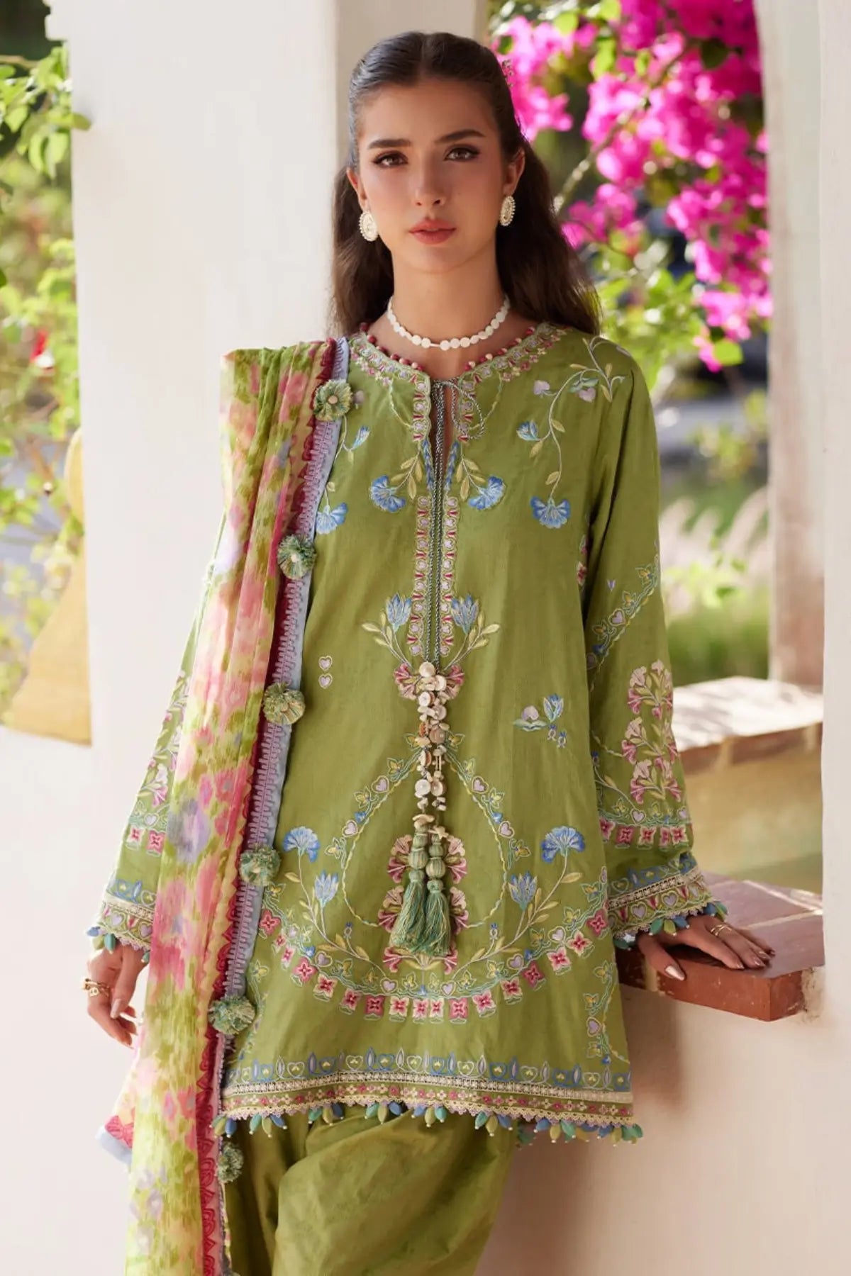 Farah Talib Aziz Carmen Kiwi stitched lawn suit with chiffon dupatta Pakistanimoda