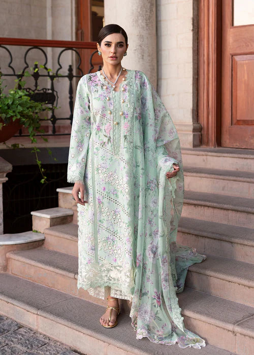Celestial Breeze 5-B-Elegant Mint Embroidered Lawn Suit for Summer Parties & Events-Saira Shakira