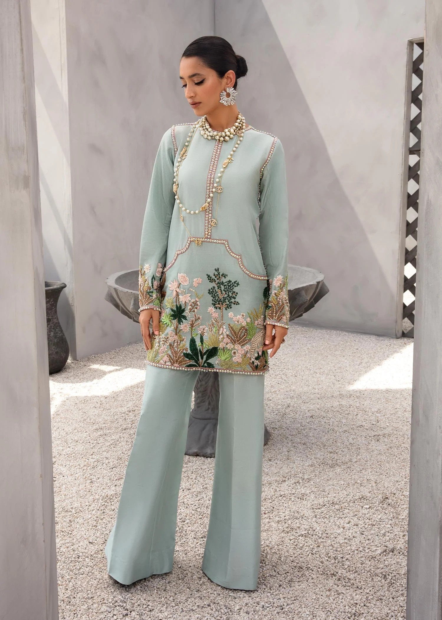 Celestial - Aqua Blue Silk Outfit