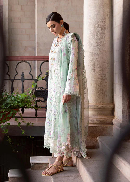 Celestial Breeze 5-B-Elegant Mint Embroidered Lawn Suit for Summer Parties & Events-Saira Shakira