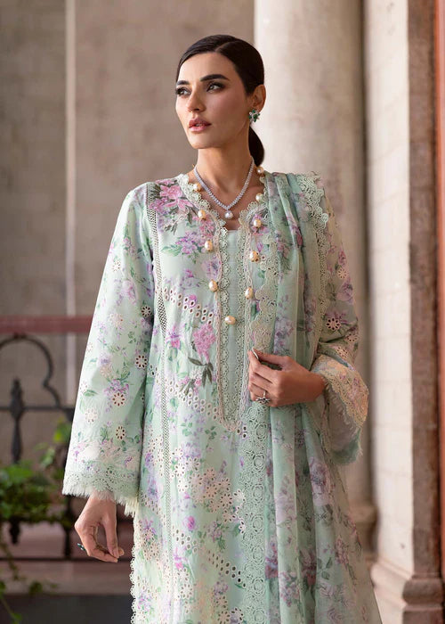 Celestial Breeze 5-B-Elegant Mint Embroidered Lawn Suit for Summer Parties & Events-Saira Shakira
