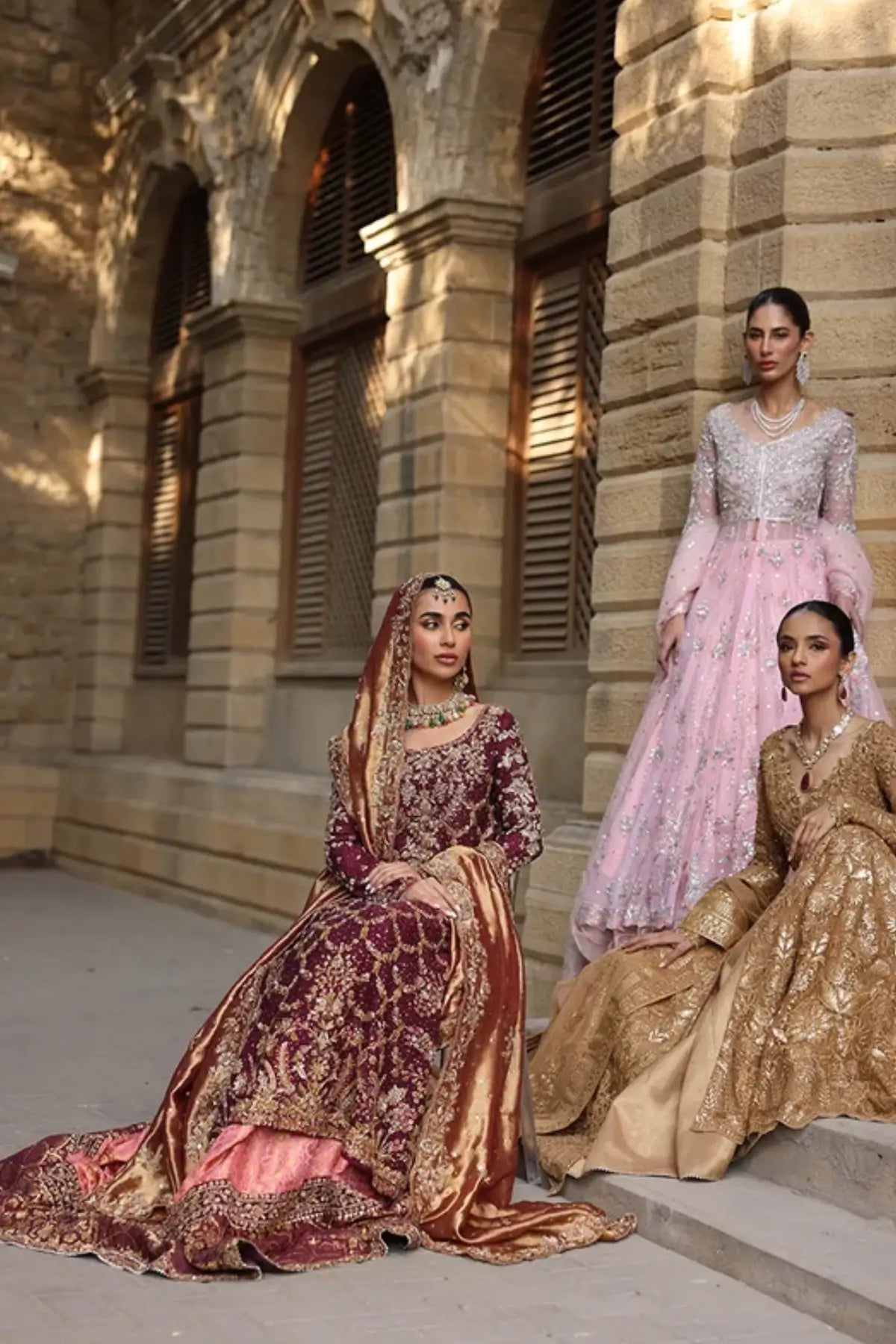 Celine Soft Pink Embellished Net Pishwas with Organza Lehenga and Matching Dupatta