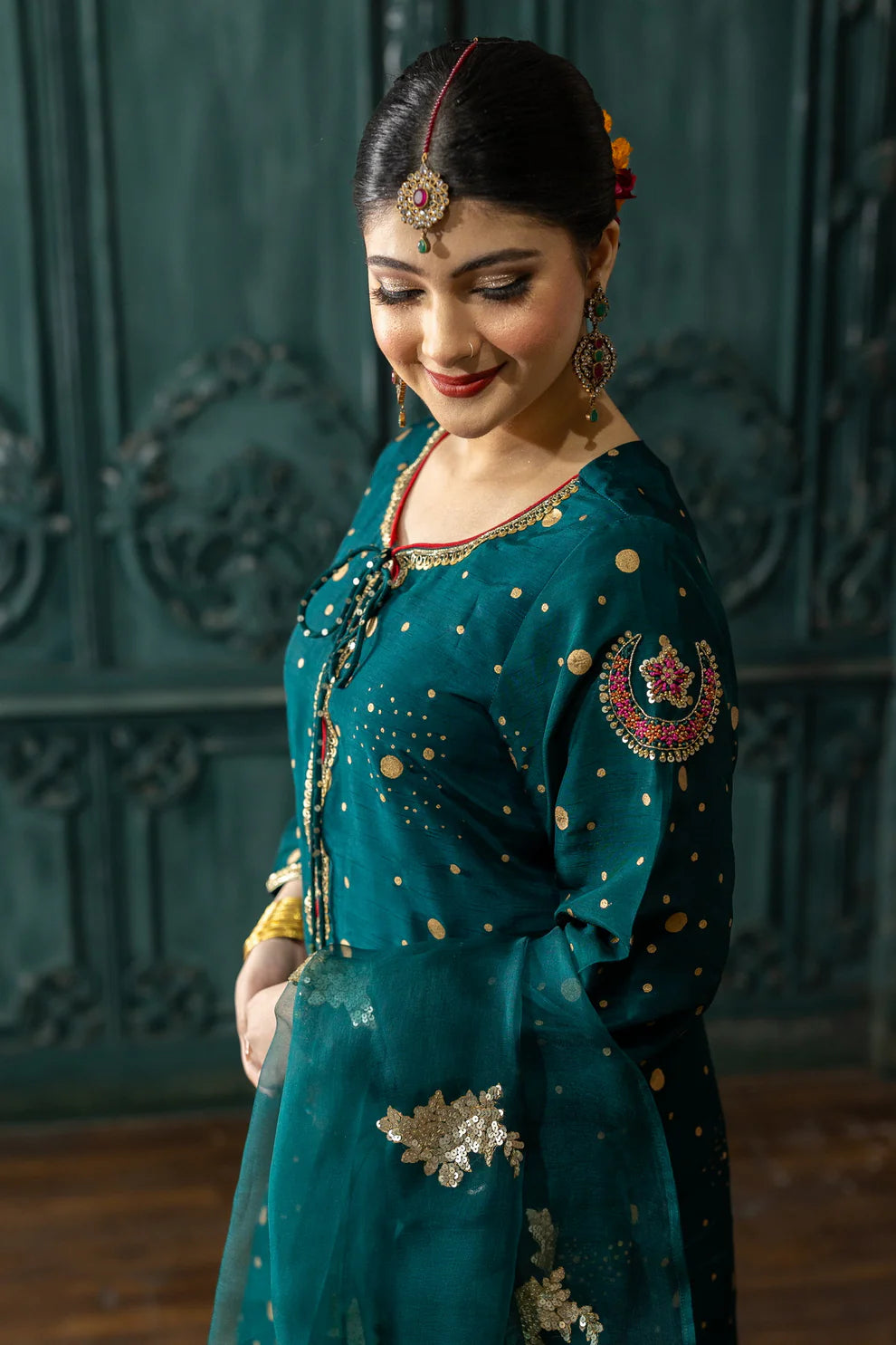 Pakistani Shalwar Suit with Organza Dupatta