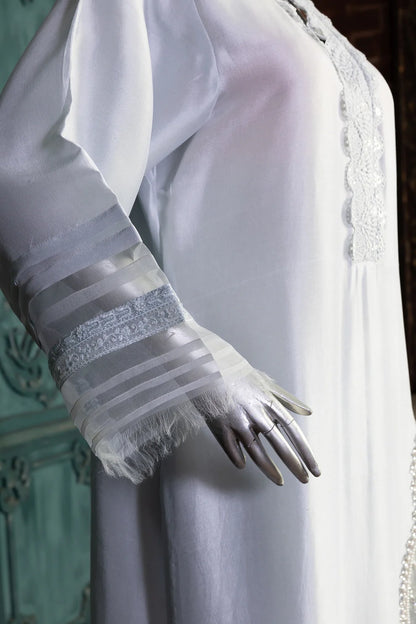 Chandani-Elegant Light Grey Embroidered Pakistani Formal Wear for Women