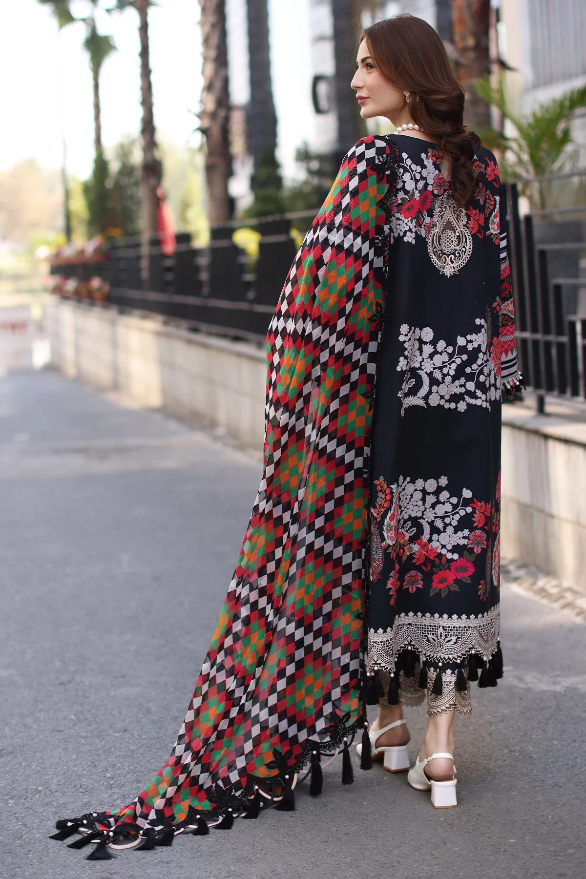 Charizma 3PC Stitched Lawn Suit CC5-21 – Black Ready to Wear