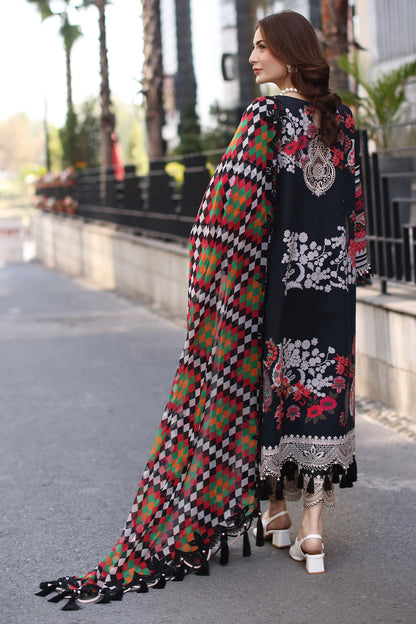 Charizma 3PC Stitched Lawn Suit CC5-21 – Black Ready to Wear