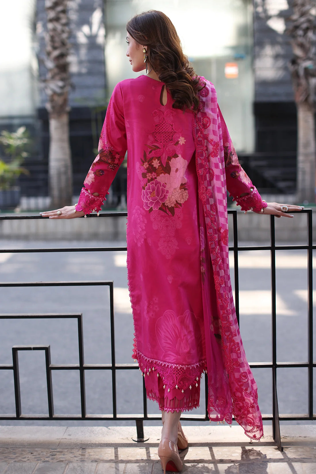 Charizma 3PC Stitched Lawn Suit CC5-24 – Pink Ready to Wear Embroidered Outfit