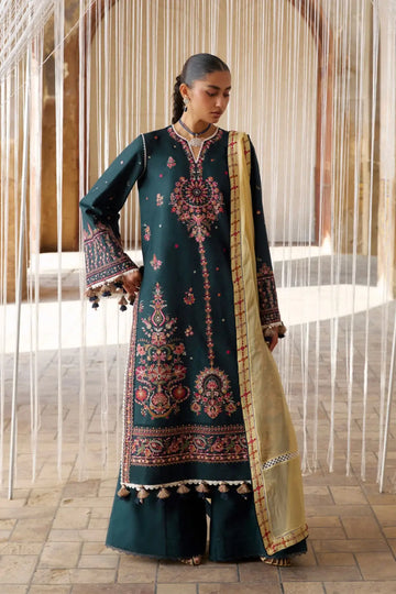 Cinko zinc lawn stitched 3PC festive suit with chiffon dupatta by Hussain Rehar Pakistanimoda