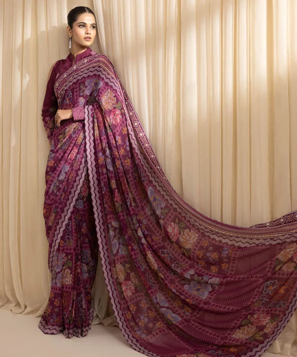 Crimson Grace -Premium Georgette Chiffon Saree for Women