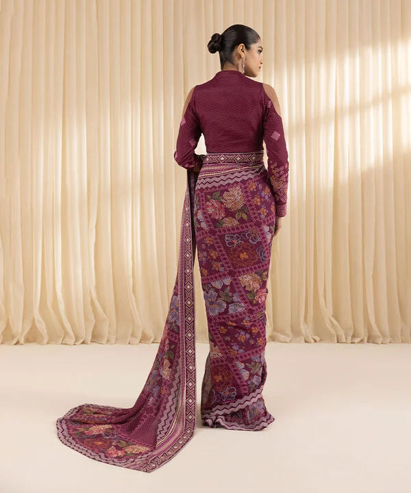 Crimson Grace -Premium Georgette Chiffon Saree for Women