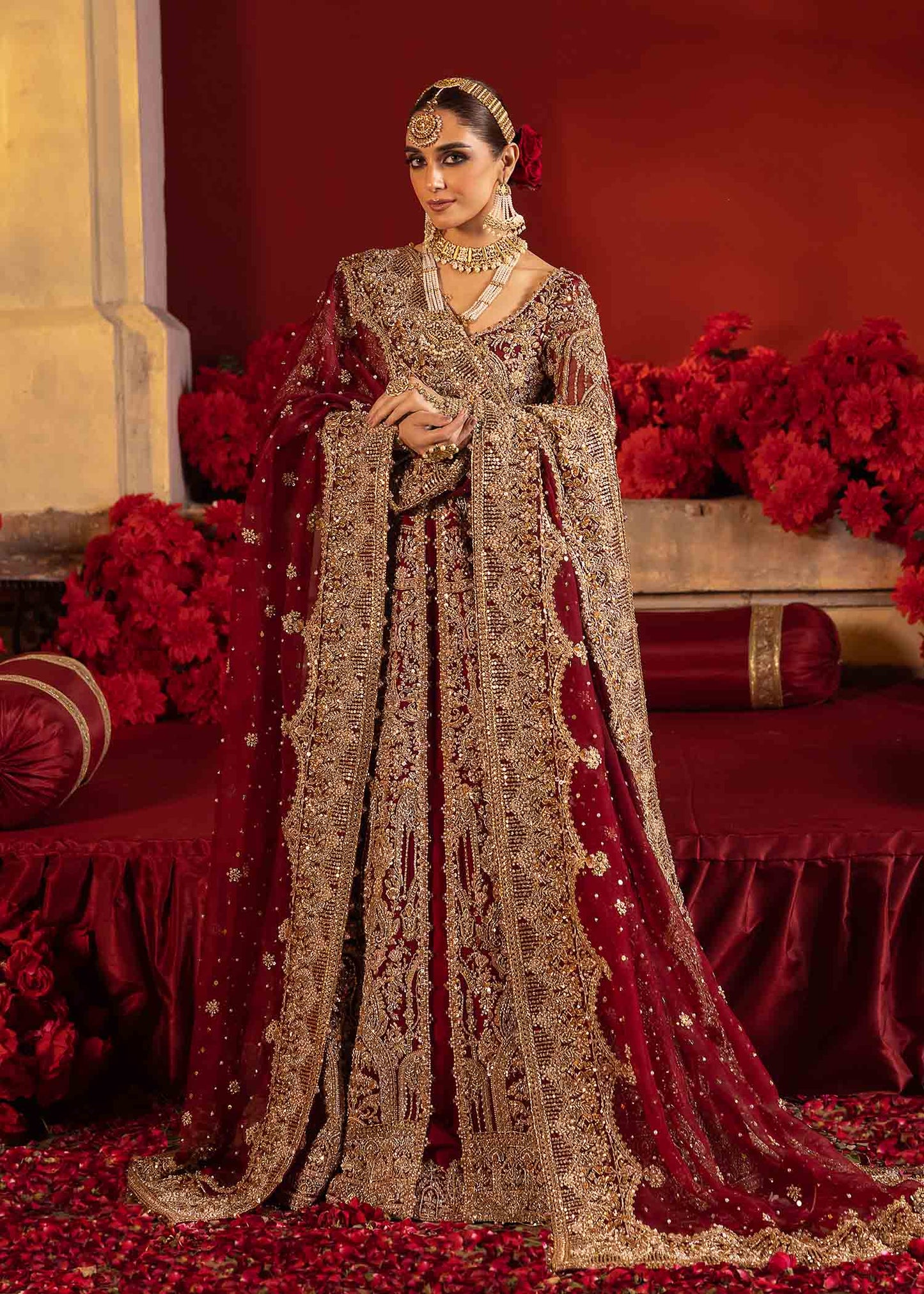 Crimson Splendor - Beautiful Red Bridal Lehenga