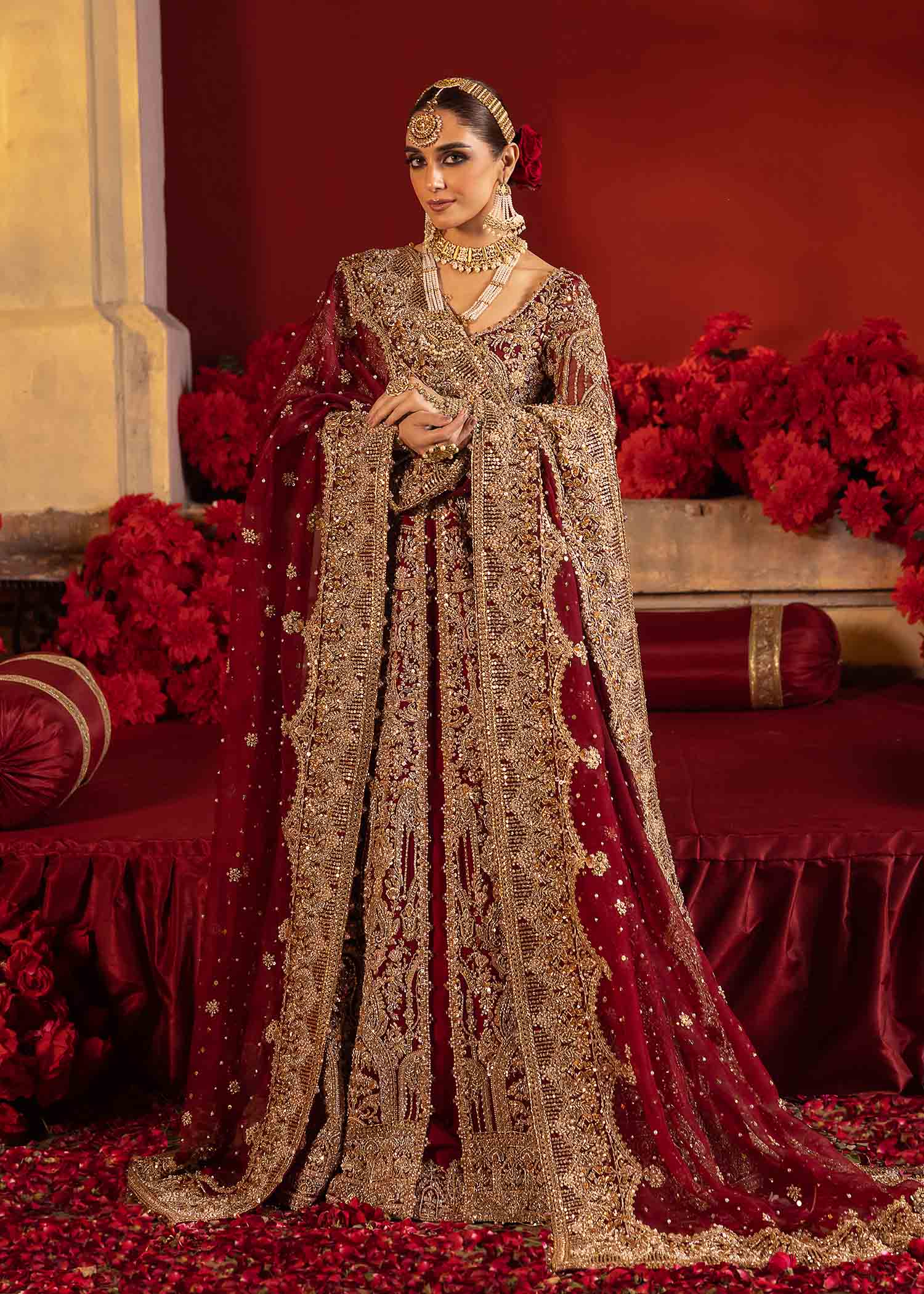 Crimson Splendor - Beautiful Red Bridal Lehenga