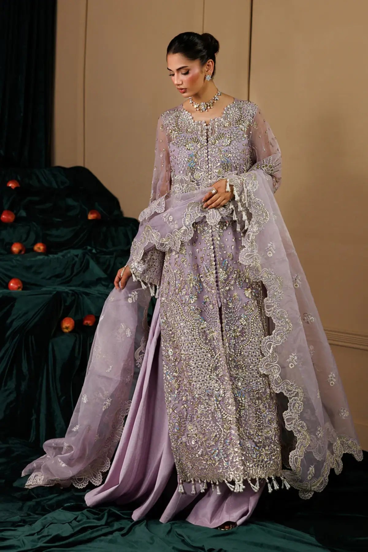 Cyra by Emaan Adeel Lilac Embroidered Organza Stitched 3PC Suit from Celeste Festive Edit'26 Collection