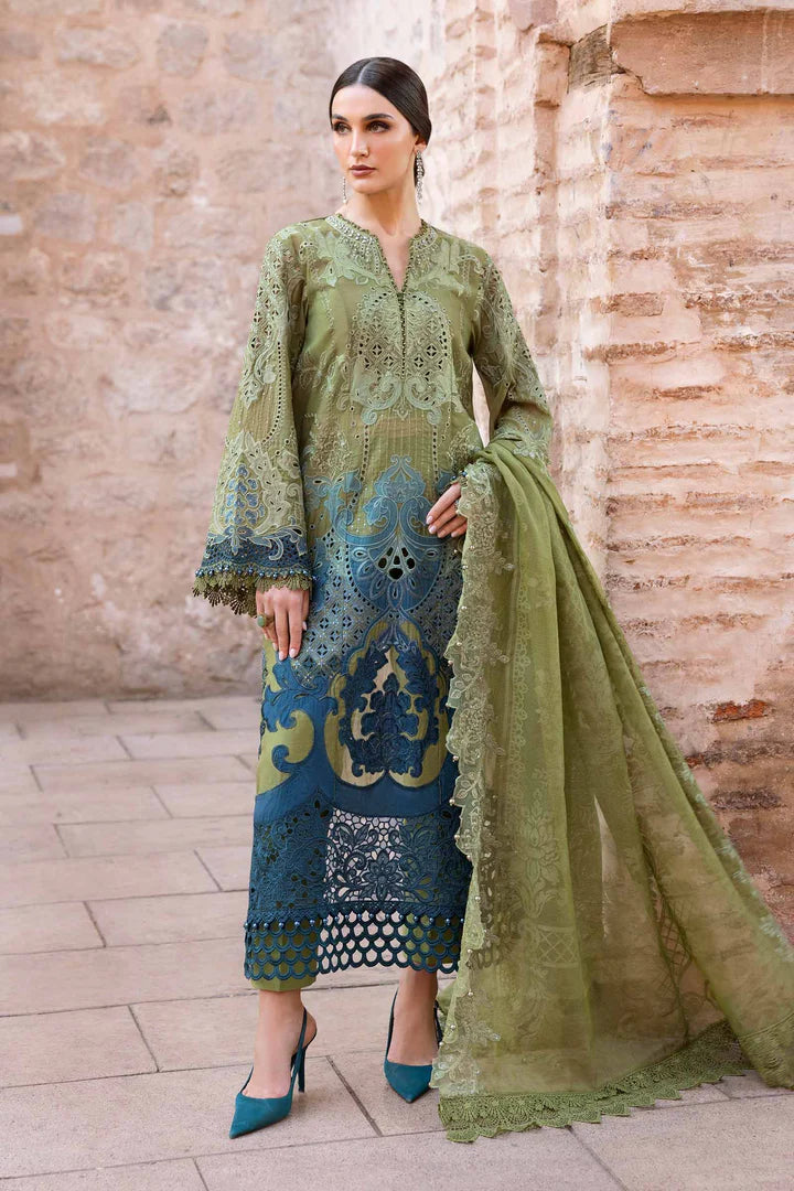 D-2501-A Embroidered Paper Cotton Suit By- Maria B