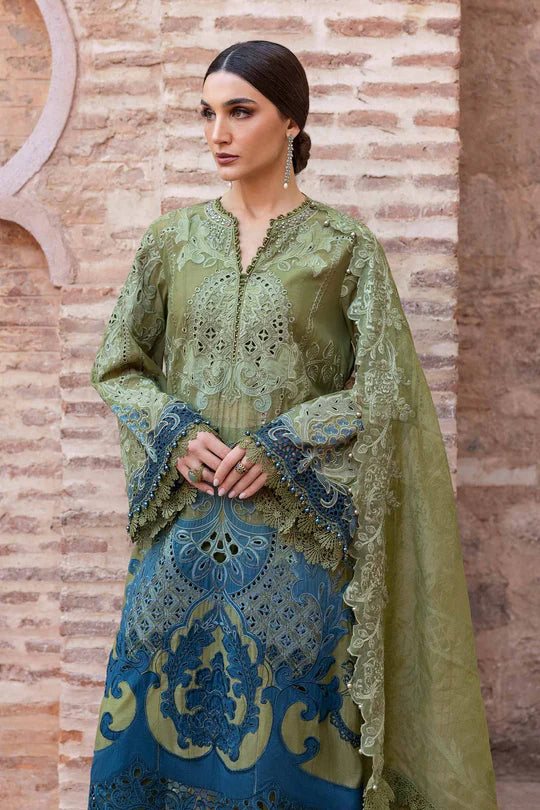 D-2501-A Embroidered Paper Cotton Suit By- Maria B