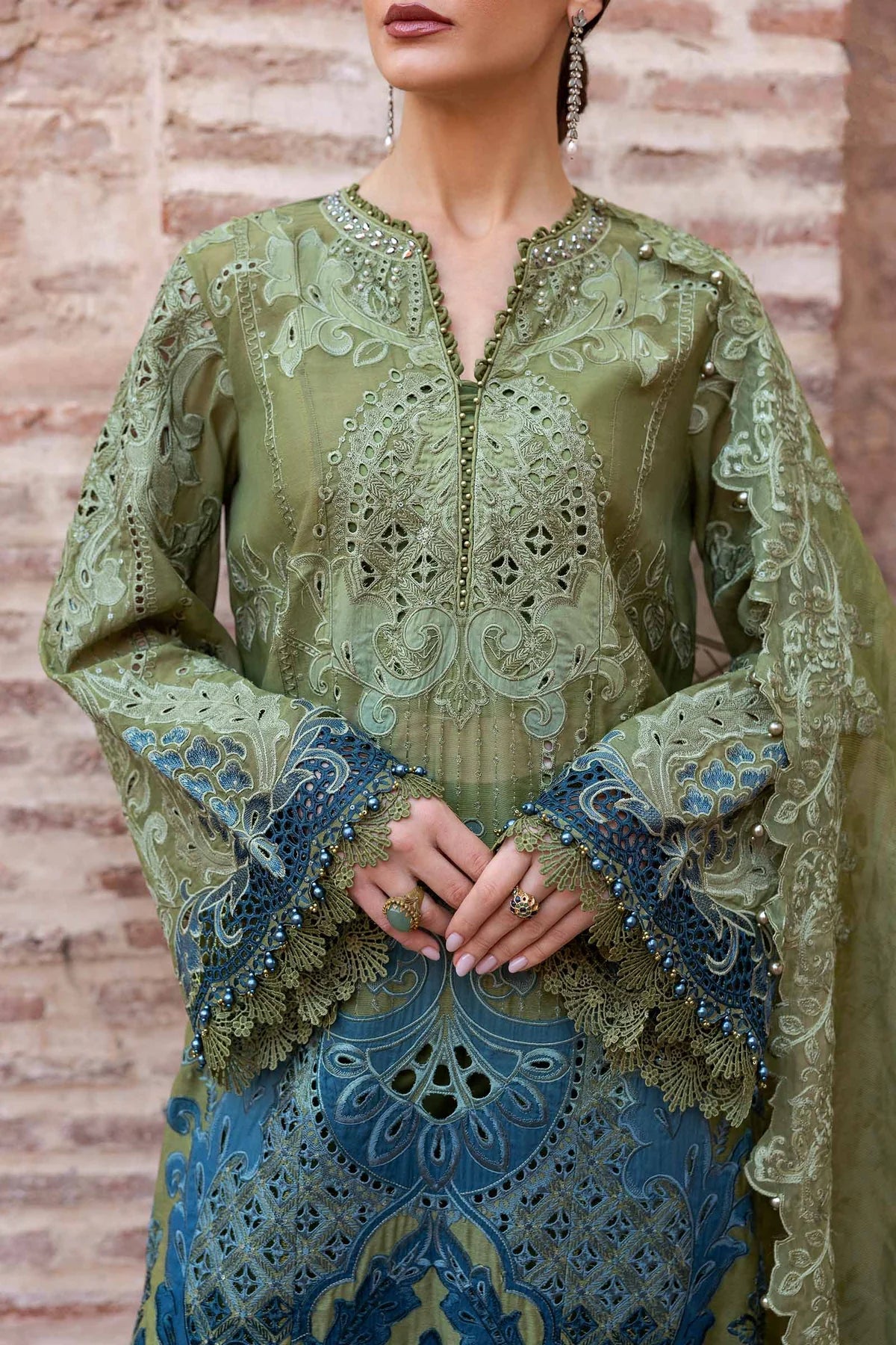 D-2501-A Embroidered Paper Cotton Suit By- Maria B