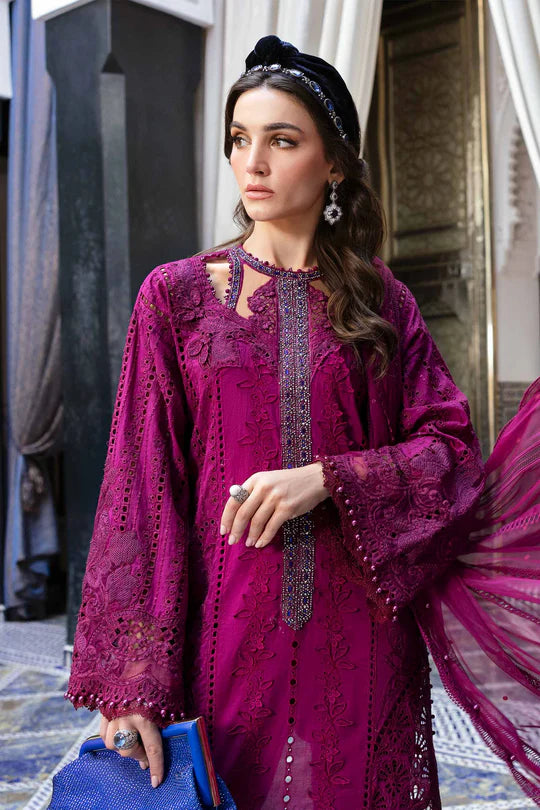 D-2502-B- Embroidered Dobby Lawn Suit By- Maria B