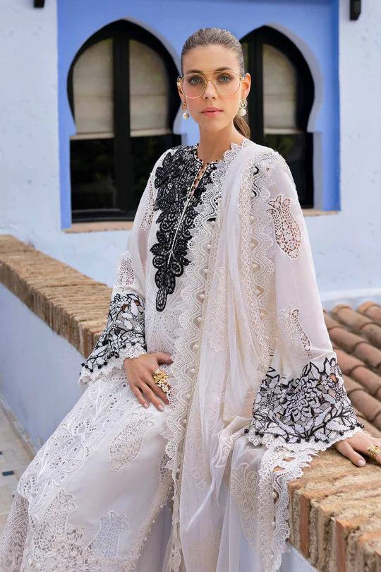 D-2505-A Embroidered Paper Cotton Suit By- Maria B