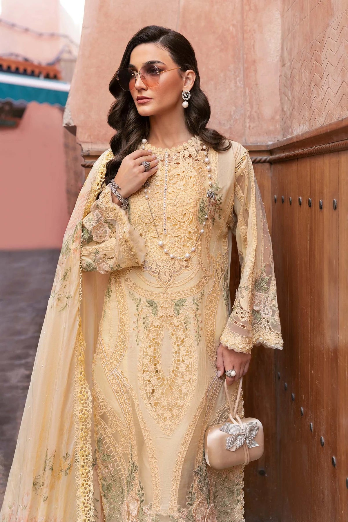 D-2509-A Embroidered Organza Suit By- Maria B