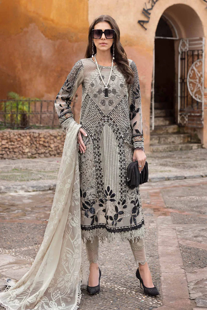 D-2510-B Embroidered Paper Cotton Suit By- Maria B