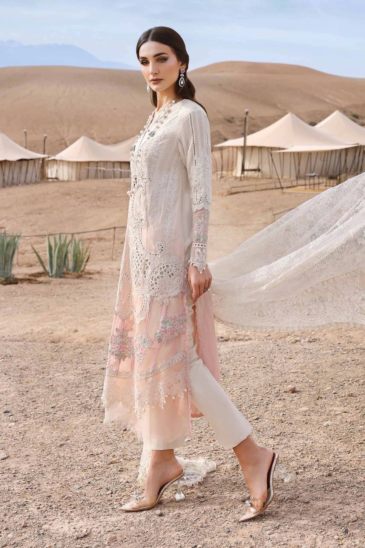 D-2515-A- Embroidered Dobby Lawn Suit By- Maria B