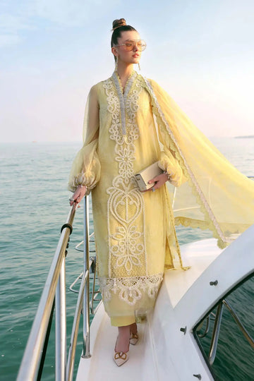 Maria B Yellow Pearl Organza Stitched Suit | Pakistanimoda  Pakistani Moda