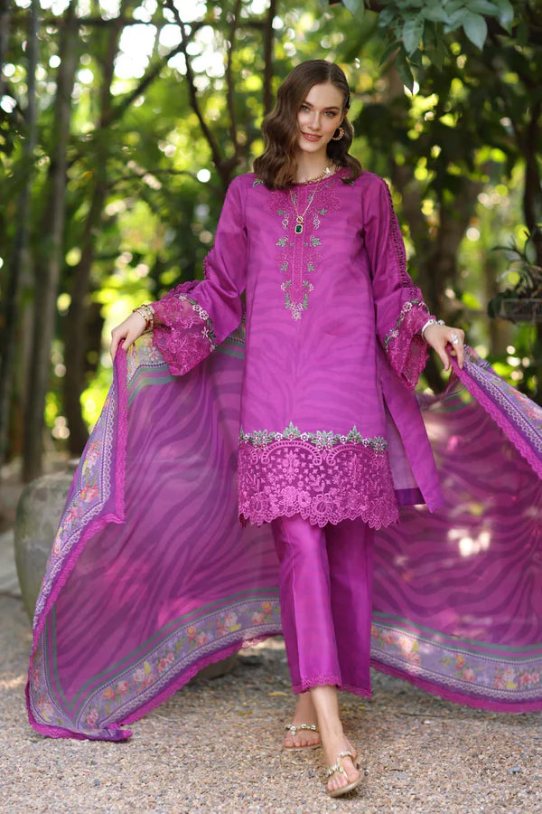 D1-A- Purple Noor Eid Luxe Printedkari Outfit By- Saadia Asad