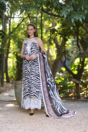 D1-B- Black & White Noor Eid Luxe Printedkari Outfit By- Saadia Asad