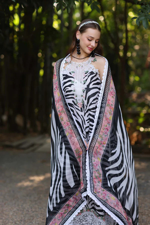 D1-B- Black & White Noor Eid Luxe Printedkari Outfit By- Saadia Asad