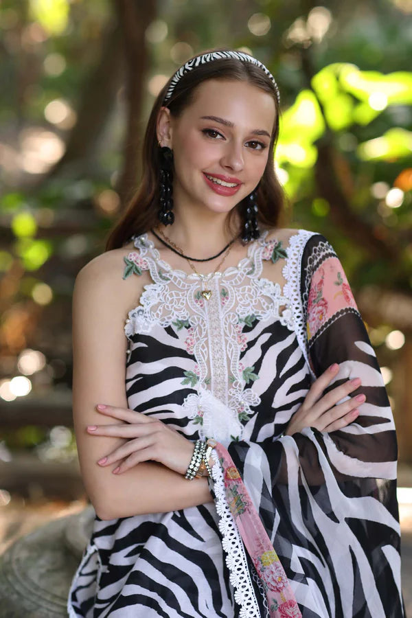 D1-B- Black & White Noor Eid Luxe Printedkari Outfit By- Saadia Asad