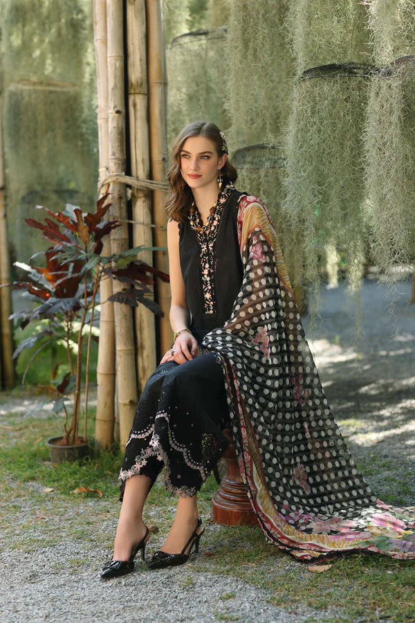 D10-B- Black Noor Eid Luxe Printedkari Outfit By- Saadia Asad