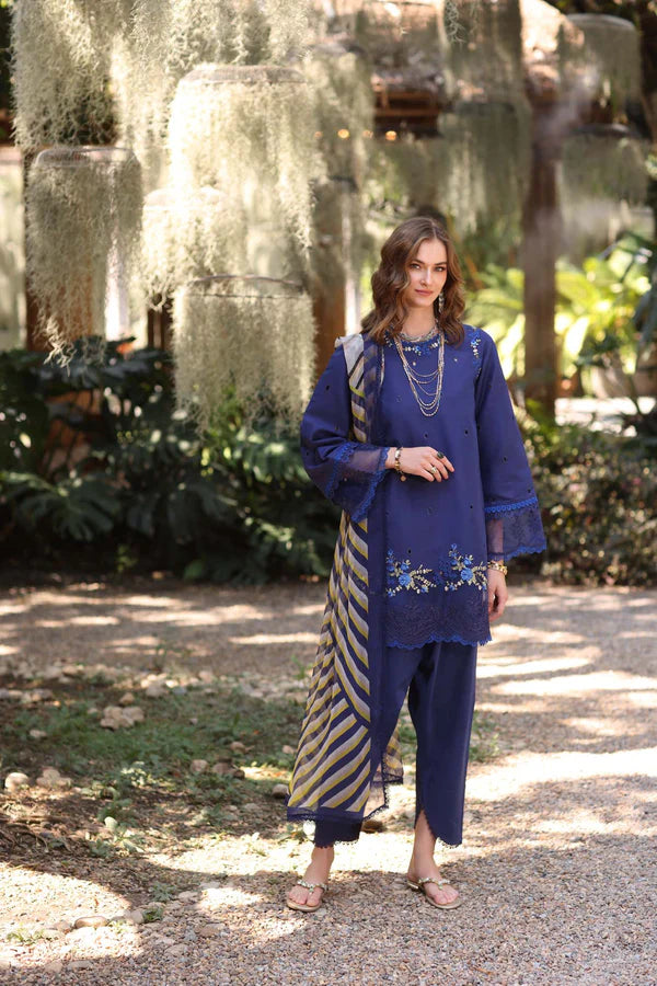 D3-A- Deep Blue Noor Eid Luxe Printedkari Outfit By- Saadia Asad