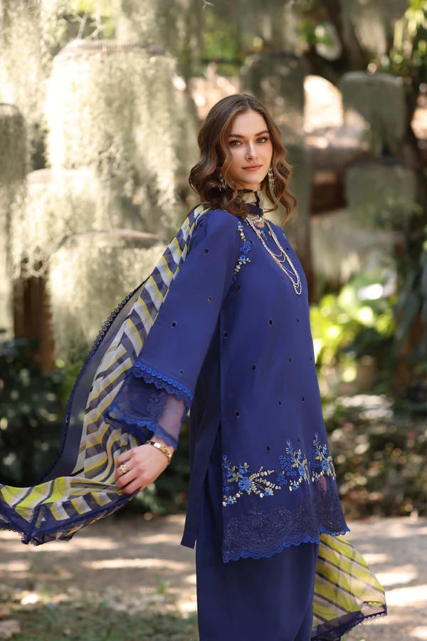 D3-A- Deep Blue Noor Eid Luxe Printedkari Outfit By- Saadia Asad
