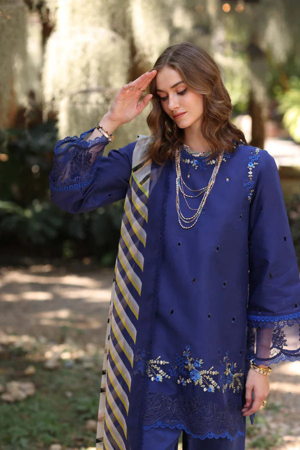 D3-A- Deep Blue Noor Eid Luxe Printedkari Outfit By- Saadia Asad