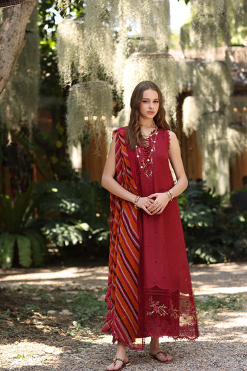 D3-B- Maroon Noor Eid Luxe Printedkari Outfit By- Saadia Asad