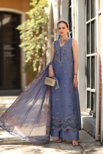 D3-B Stormy Lilac Saadia Asad Noor Eid Luxe Printskhaas 2026 stitched lawn suit Pakistanimoda
