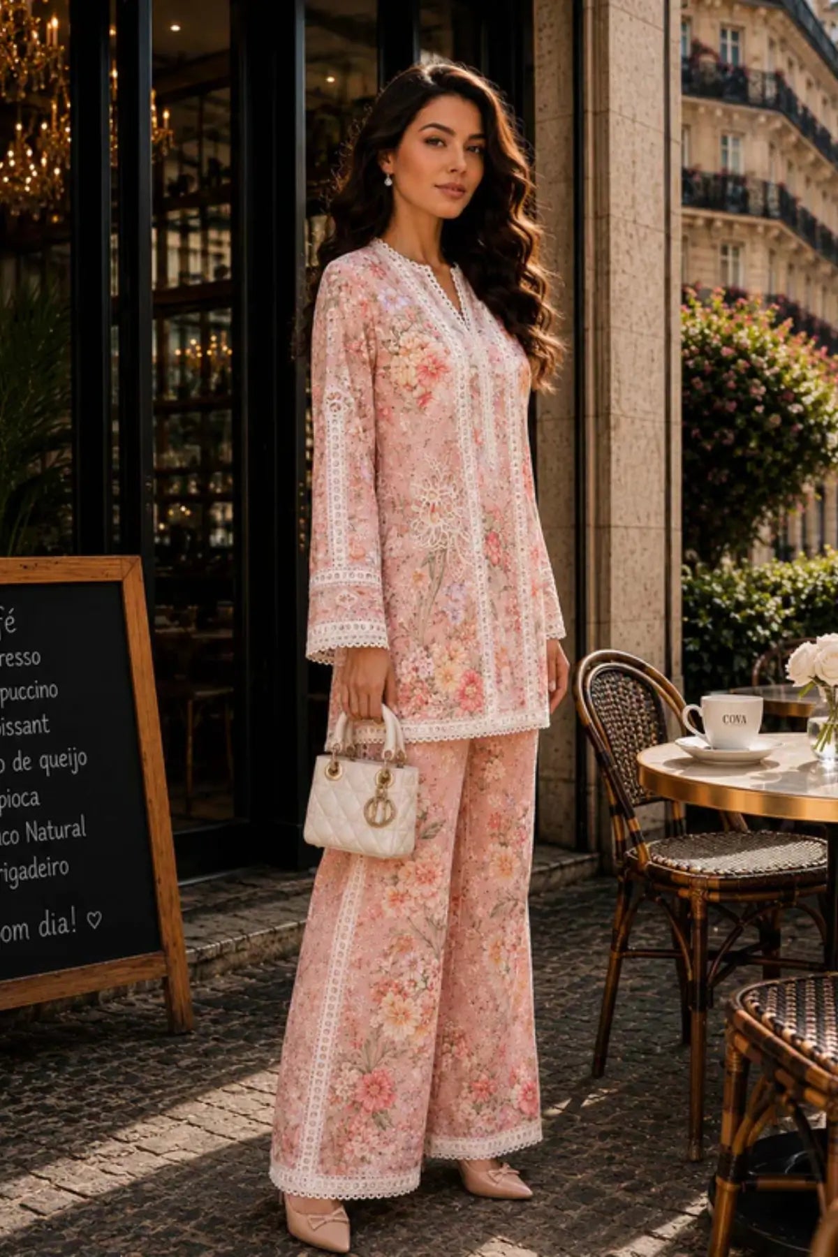 Saadia Asad D3 Petal Whisper floral print ready to wear 3PC semi lawn suit with silk dupatta by Pakistanimoda