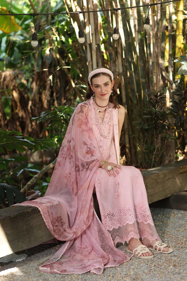 D5-A- Pink Noor Eid Luxe Printedkari Outfit By- Saadia Asad