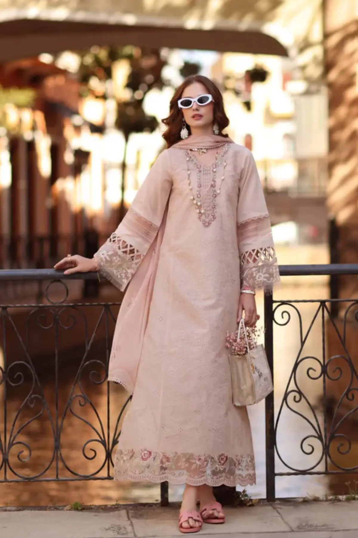 Ballet Pink D6-B Saadia Asad stitched lawn suit Noor Eid Printskhaas 2026 Pakistanimoda