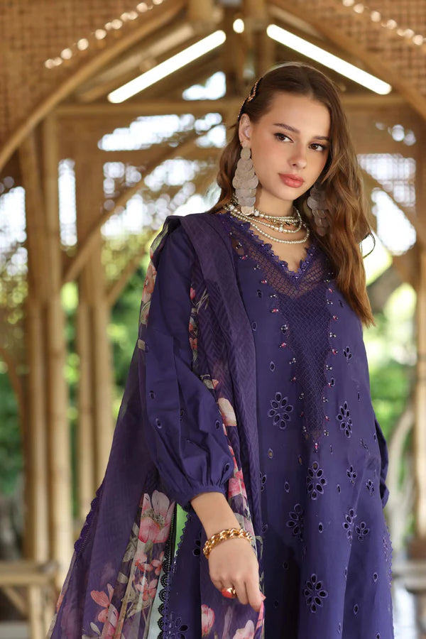 D7-B- Navy Blue Noor Eid Luxe Printedkari Outfit By- Saadia Asad