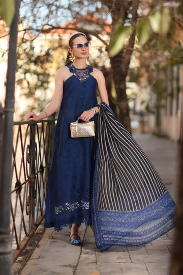 Sapphire Blue D7-B Saadia Asad stitched lawn suit Noor Eid Printskhaas 2026 Pakistanimoda