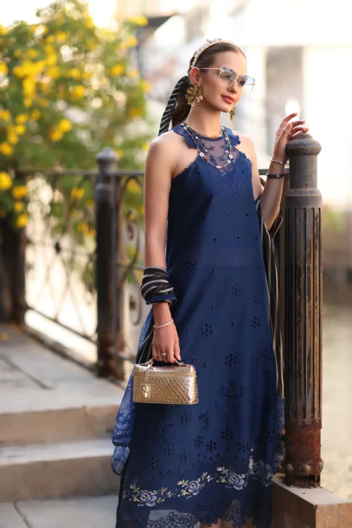 Sapphire Blue D7-B Saadia Asad stitched lawn suit Noor Eid Printskhaas 2026 Pakistanimoda